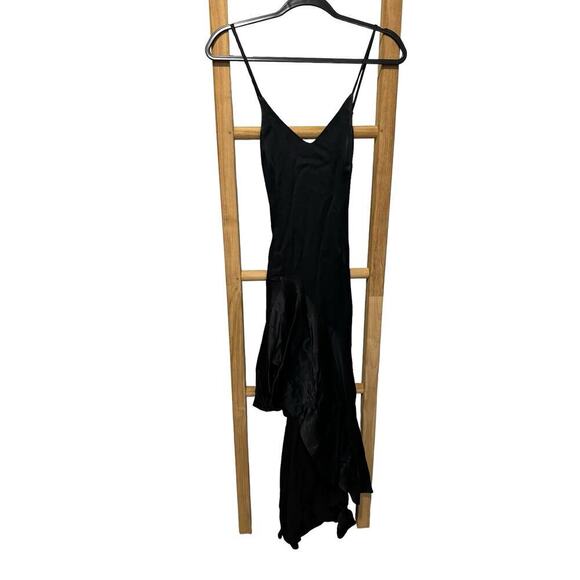Bardot NWT Arella Dress Asymmetrical High Low Open Back V Neck Black Size 4 XS - Picture 10 of 13